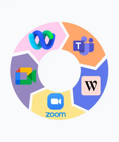 graphic displaying different web conferencing company logos